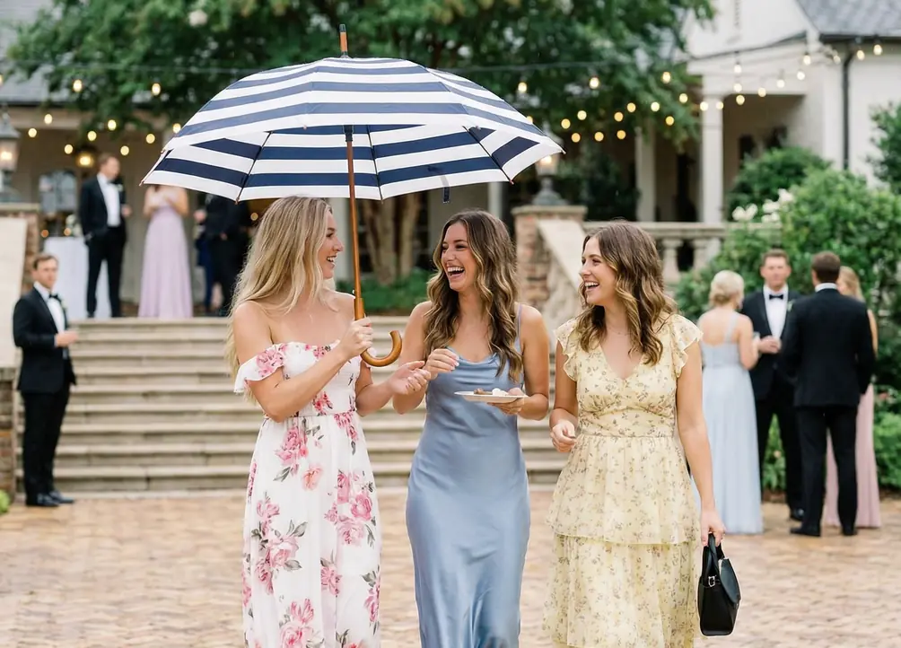 Guests toasting at an evening event